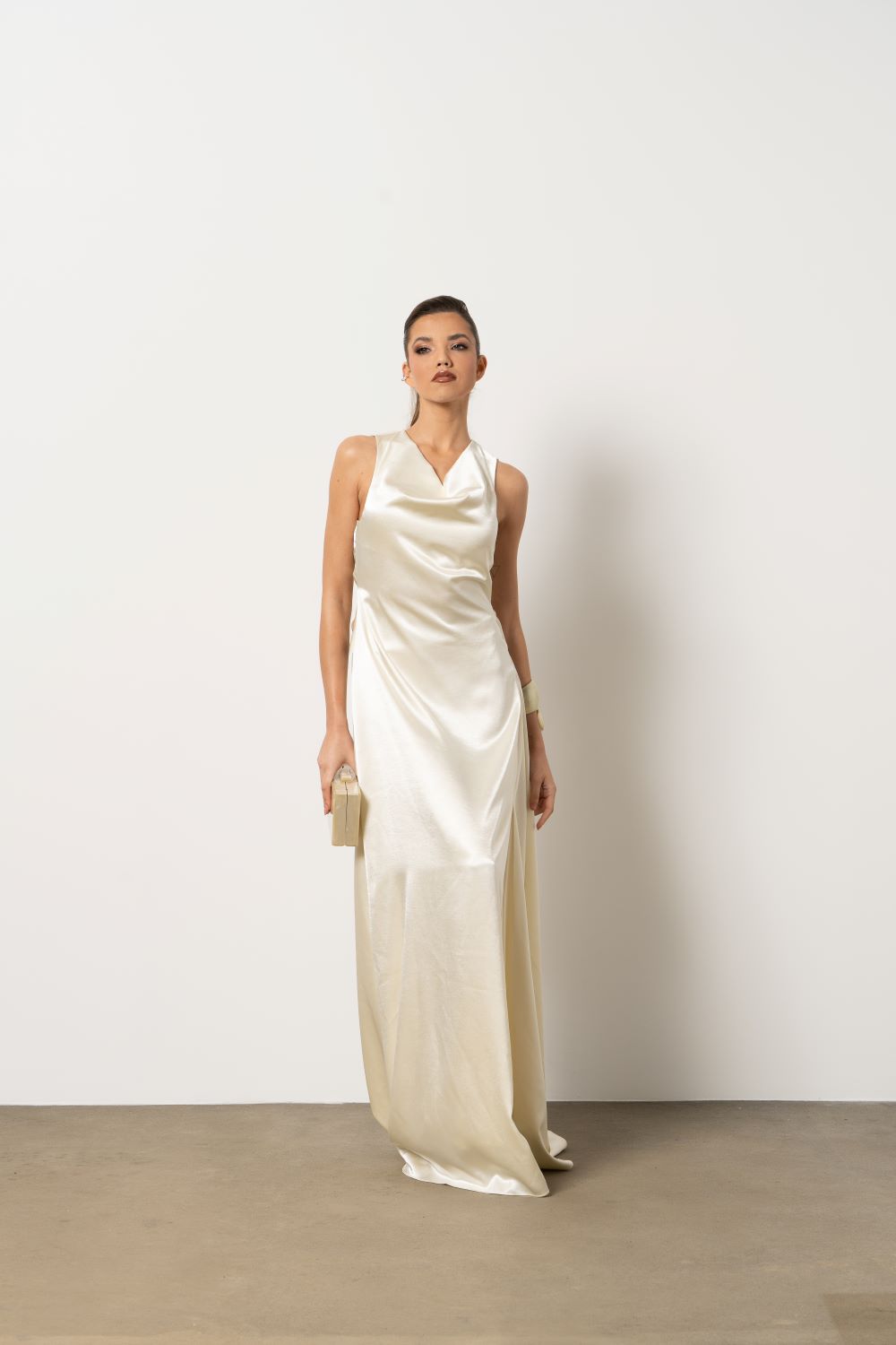 Ivory satin-finish dress